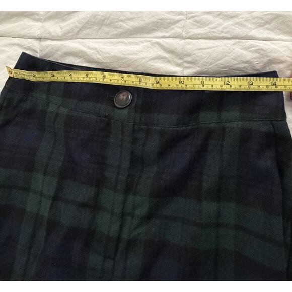 NWT Sezane Navy Green Tartan Plaid Damon Wool Trousers Wide Leg Size 38 US 6 - Picture 5 of 9